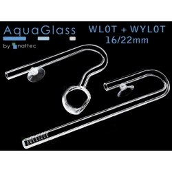 Szklany wlot + wylot Okrągły do filtra na rurę 16/22mm (komplet)