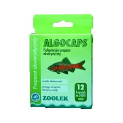 Zoolek Algocaps 12 kaps. - preparat akwarystyczny zapewniający czystą i przejrzystą wodę