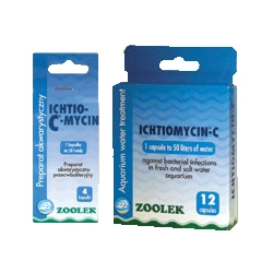 Zoolek Ichtiomycin-C 12 tabletek - preparat biobójcz na bazie antybiotyku, o szerokim dz